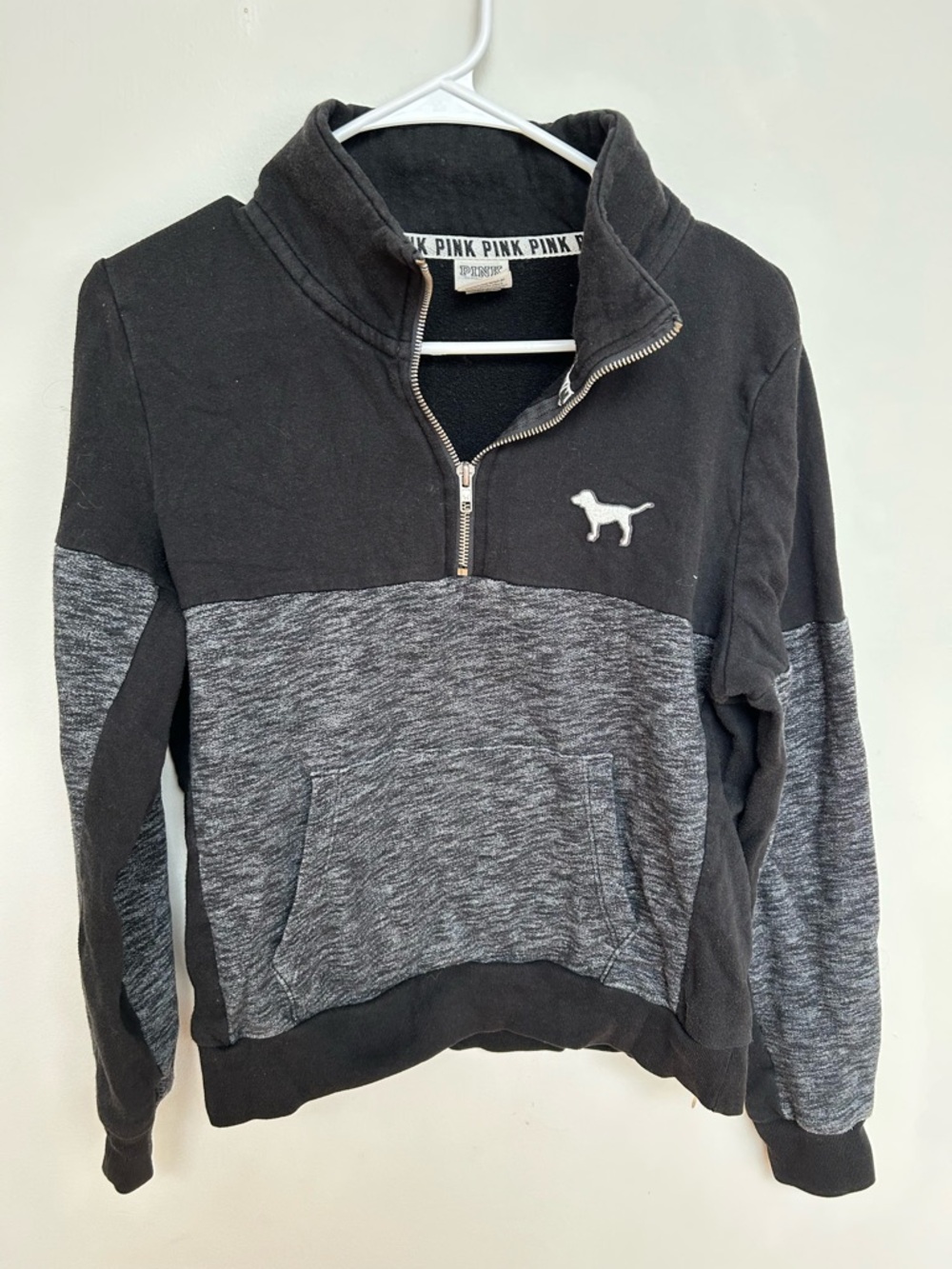 Victoria secret pink black and grey sweater (half zip)